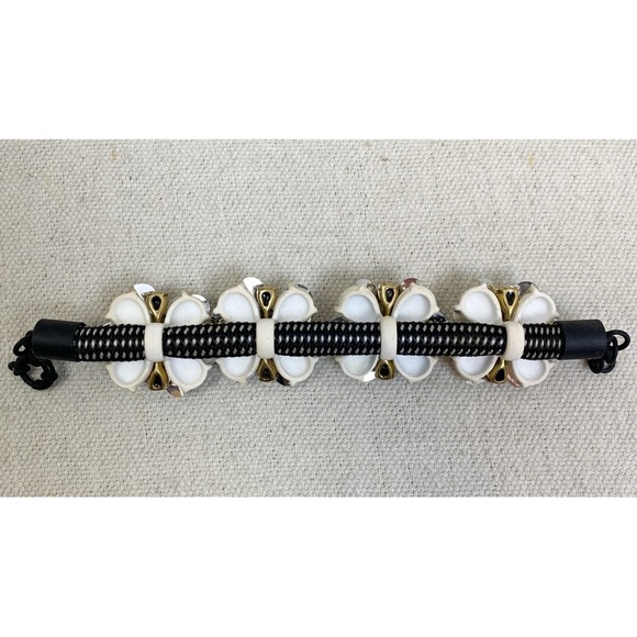 J. Crew RARE White/Black Stretch Braided Bracelet - Picture 6 of 7